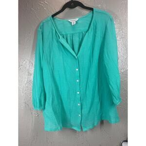 Tommy Bahama Mint Green Top Semi Sheer Lightweight Women’s Size Small